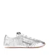 Kurt Geiger Leather Fringe Islington Sneakers In Silver
