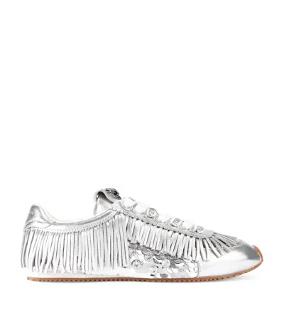 KURT GEIGER LEATHER FRINGE ISLINGTON SNEAKERS