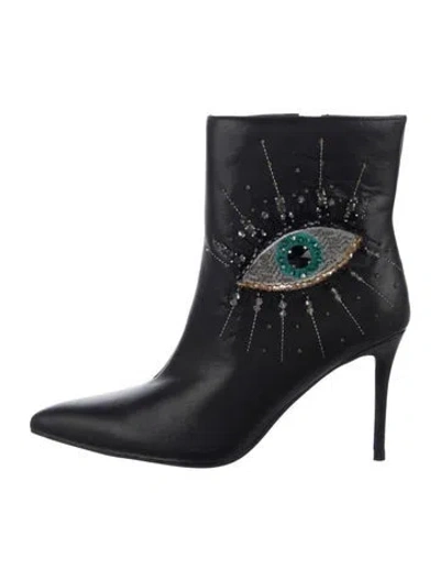 Pre-owned Kurt Geiger Leather Graphic Print Boots In Black