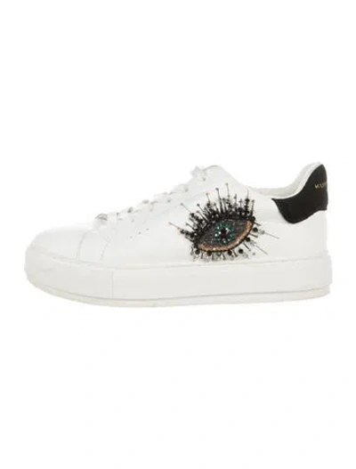 Pre-owned Kurt Geiger Leather Graphic Print Chunky Sneakers In White