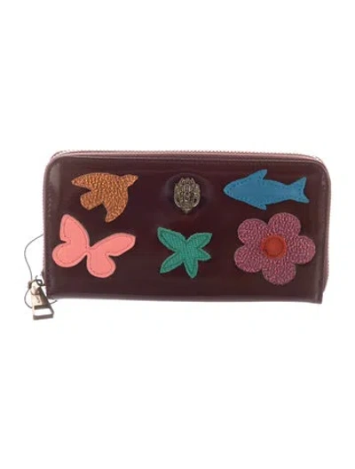 Pre-owned Kurt Geiger Leather Graphic Print Continental Wallet In Brown