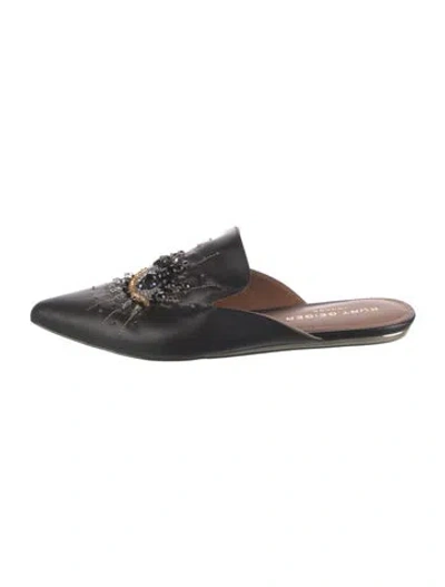 Pre-owned Kurt Geiger Leather Graphic Print Mules In Black