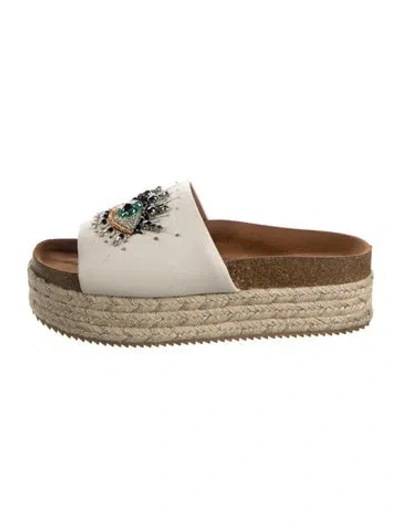 Pre-owned Kurt Geiger Leather Graphic Print Slides In Neutral