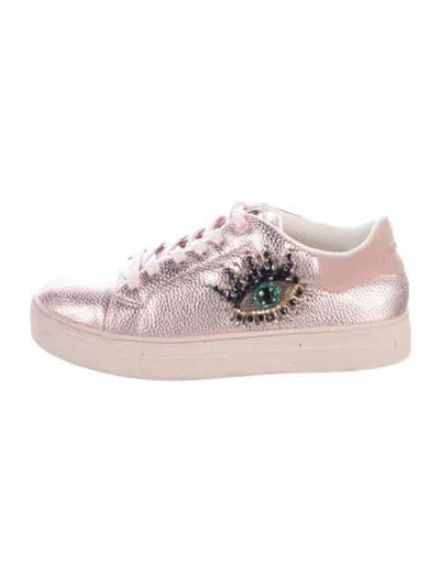 Pre-owned Kurt Geiger Leather Graphic Print Sneakers In Pink