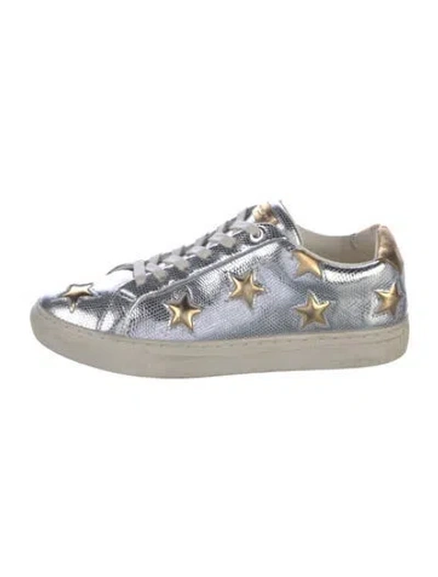Pre-owned Kurt Geiger Leather Graphic Print Sneakers In Silver