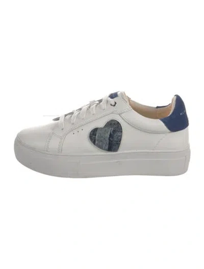 Pre-owned Kurt Geiger Leather Graphic Print Sneakers In White