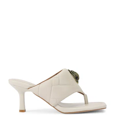 Kurt Geiger Leather Heeled Mules In Beige