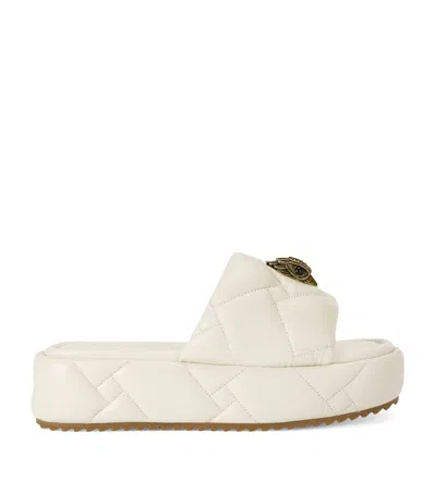 Kurt Geiger Leather Kensington Flatform Sandals In Beige