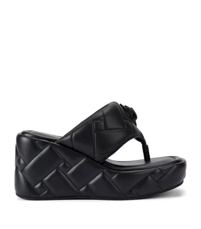Kurt Geiger Leather Kensington Puff-wedge Sandals In Black