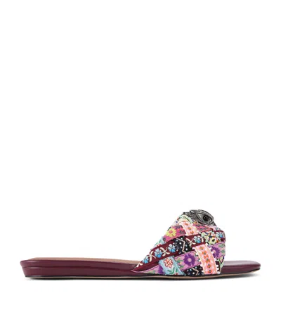 Kurt Geiger Leather Kensington Sandals In Burgundy
