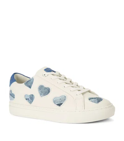 Kurt Geiger Lane Love Leather Sneakers In Blue Denim