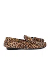 Kurt Geiger Leather Leopard Fringe Moccasins In Brown