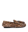 Kurt Geiger Leather Leopard Fringe Moccasins In Brown