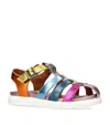 Kurt Geiger Kensington Colour-blocked Metallic Leather Fisherman Sandals 7-10 Years