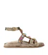 Kurt Geiger Leather Octavia Flexi Gladiator Sandals In Open Brown
