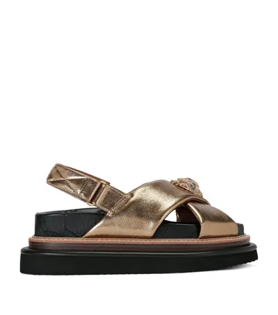 Kurt Geiger Leather Orson Cross-over Sandals In Brown