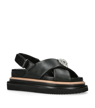 KURT GEIGER LEATHER ORSON CROSS-STRAP SANDALS