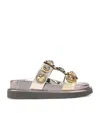 Kurt Geiger Leather Orson Crystal Sandals In Gold