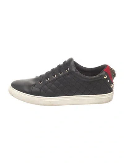 Pre-owned Kurt Geiger Leather Patterned Sneakers In Black
