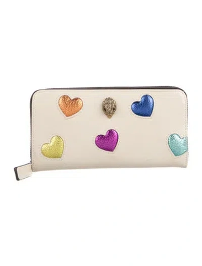 Pre-owned Kurt Geiger Leather Printed Continental Wallet In Neutral
