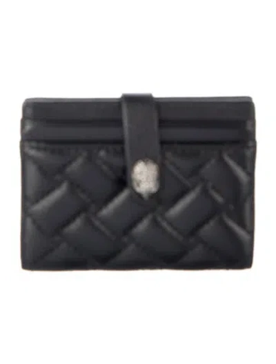 Pre-owned Kurt Geiger Leather Printed French Purse In Black