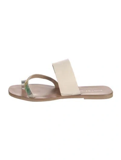 Pre-owned Kurt Geiger Leather Printed Slides In Neutral