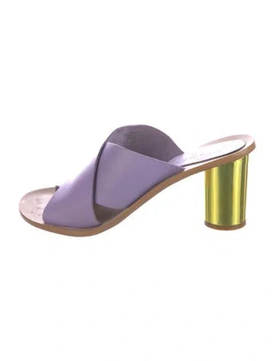 Pre-owned Kurt Geiger Leather Printed Slides In Purple
