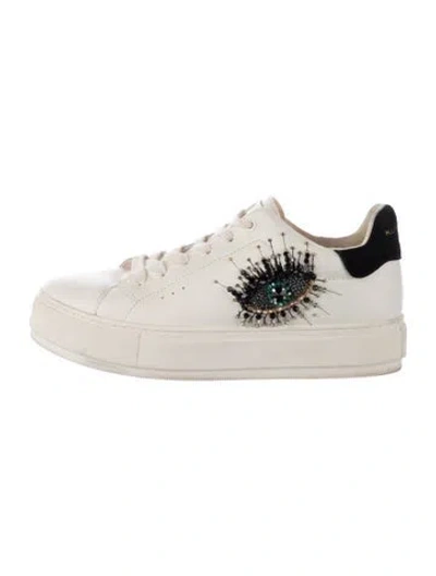 Pre-owned Kurt Geiger Leather Printed Sneakers In White