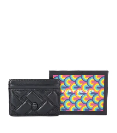 Kurt Geiger Leather Quilted Card Holder In Black