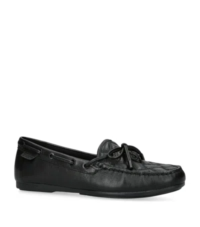 Kurt Geiger Leather Quilted Eagle Moccasins In Black