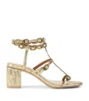 Kurt Geiger London Regent Buckle Embellished Gladiator Sandal In Gold