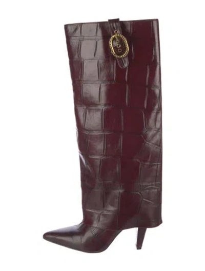 Pre-owned Kurt Geiger Leather Riding Boots In Burgundy