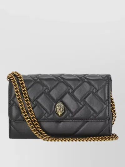 Kurt Geiger Leather Shoulder Wallet Metal Detail Chain In Black