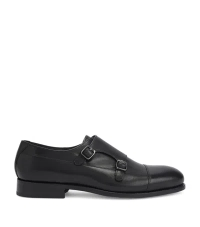 Kurt Geiger Leather Sloane Monk Shoes In Black