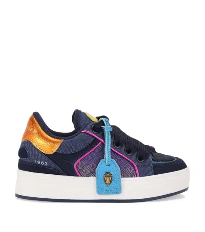 Kurt Geiger Kids' Leather Southbank Tag Sneakers In Blue