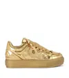 Kurt Geiger Leather Southbank Tag Sneakers In Gold