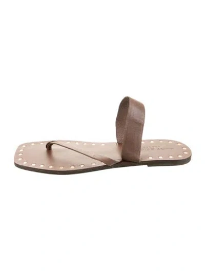 Pre-owned Kurt Geiger Leather Studded Accents Sandals In Brown