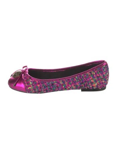 Pre-owned Kurt Geiger Leather Tweed Pattern Ballet Flats In Pink/purple