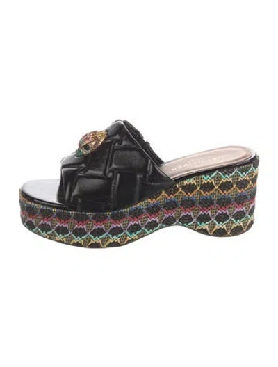 Pre-owned Kurt Geiger Leather Tweed Pattern Slides In Multicolor