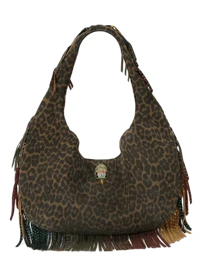 KURT GEIGER LEOPARD-PRINT FRINGE TOTE BAG
