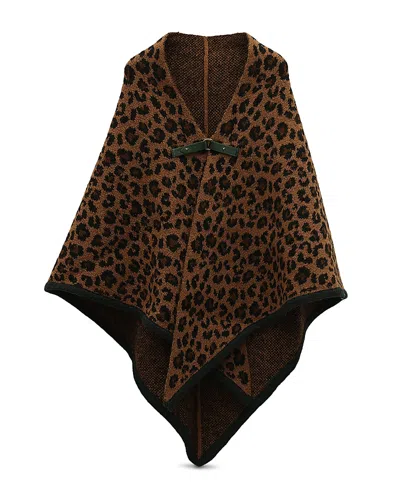 Kurt Geiger Leopard Print Knit Ruana Scarf In Multi
