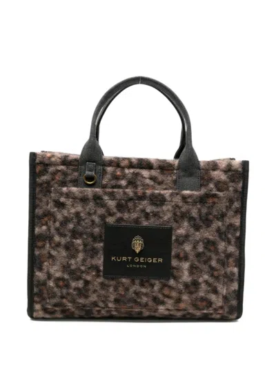 Kurt Geiger Leopard Print Tote Bag "holborn" In Brown