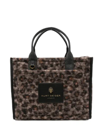 Kurt Geiger Leopard-print Canvas Tote Bag In Brown