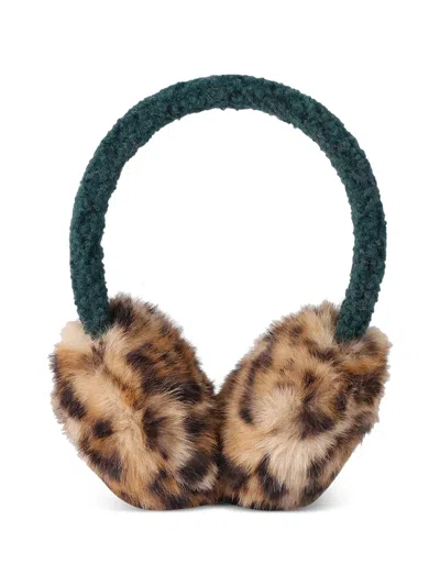 Kurt Geiger Leopard-print Faux-fur Earmuffs In Brown