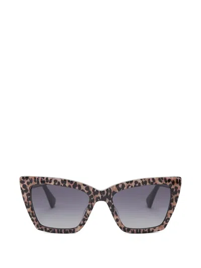 Kurt Geiger Leopard-print Square-frame Sunglasses In Neutral
