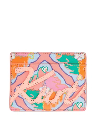 Kurt Geiger Logo-appliqué Leather Cardholder In Burgundy