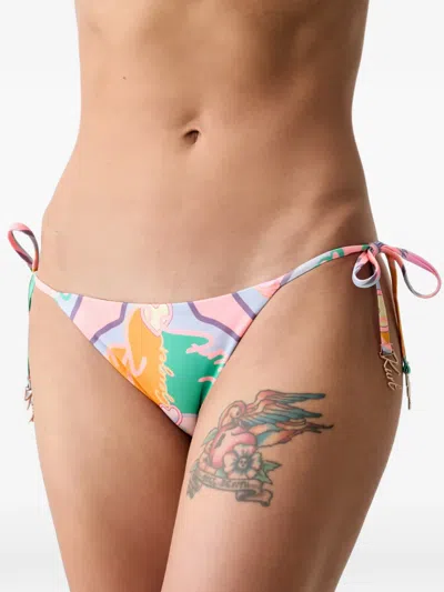 Kurt Geiger Logo-print Side-tie Bikini Bottoms In Pink