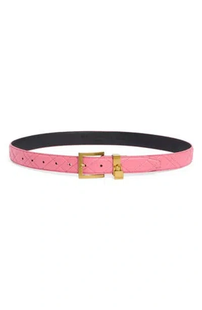 Kurt Geiger London 30mm Quilted Leather Belt In Pink