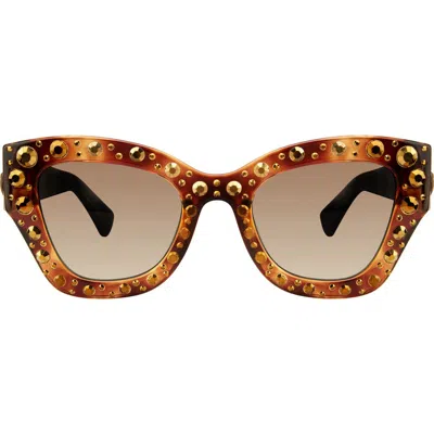 Kurt Geiger London 51mm Cat Eye Sunglasses In Havana/brown Gradient