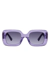 Kurt Geiger London 51mm Rectangle Sunglasses In Crystal Lilac/smoke Gradient